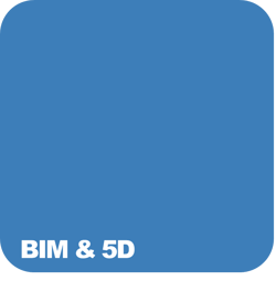 Blaues Viereck mit Schriftzug BIM und 5D