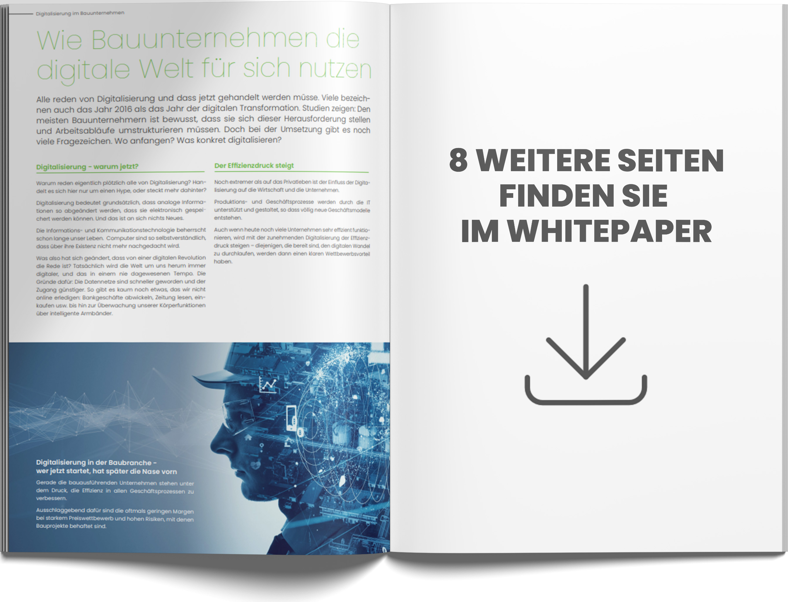 Aufgeschlagenes Whitepaper für Bauunternehmen